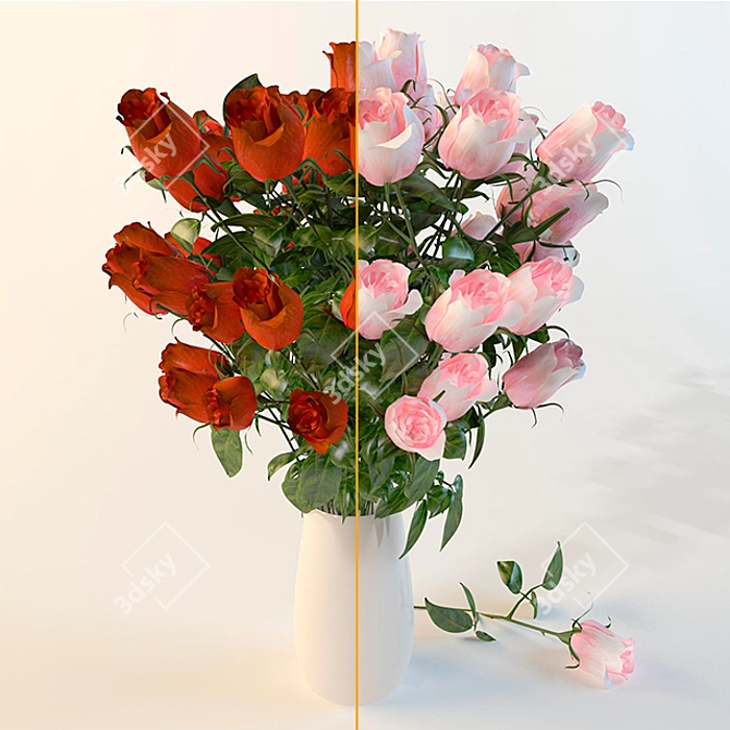 Blooming Beauties: Exquisite Roses 3D model image 1