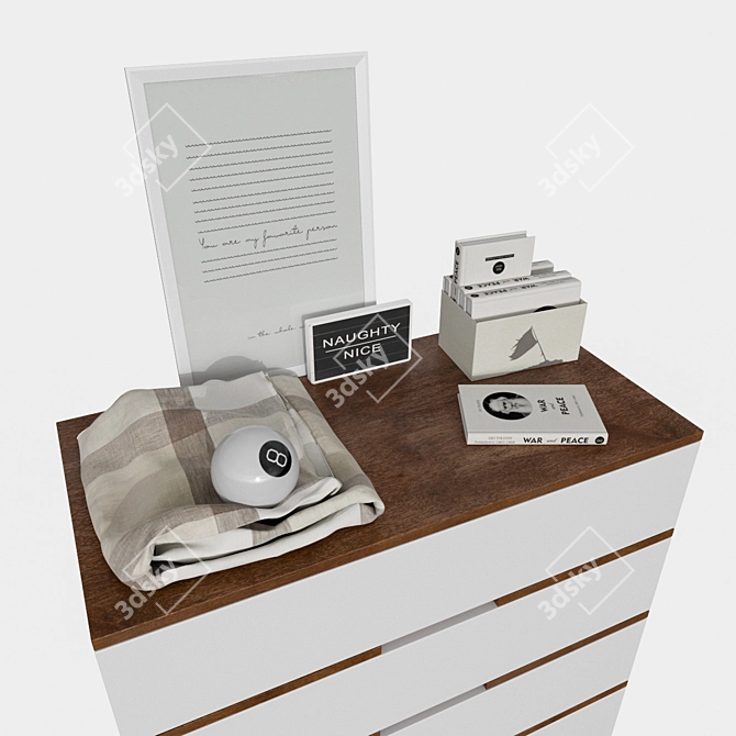 Zuo LA Walnut & White High Chest 3D model image 2