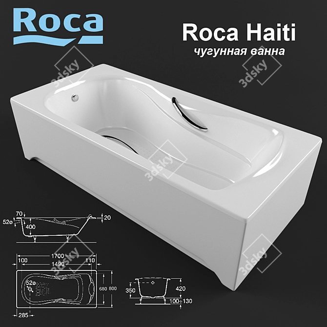 Roca Haiti: Authentic Cast Iron Bath 3D model image 1