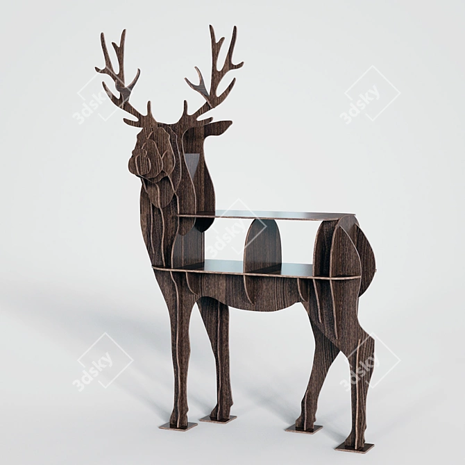 Wooden Deer Shaped Shelf 3D model image 2