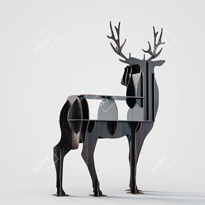 Wooden Deer Shaped Shelf 3D model image 3