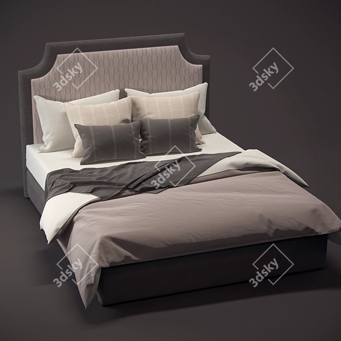 Contemporary Fabric Bedframe - 3D Model 3D model image 1