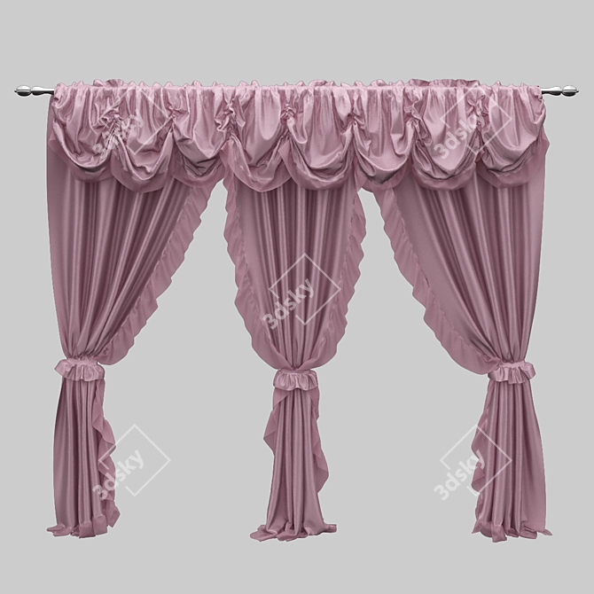 Title: Quick-Fit Lightweight Curtains 3D model image 1