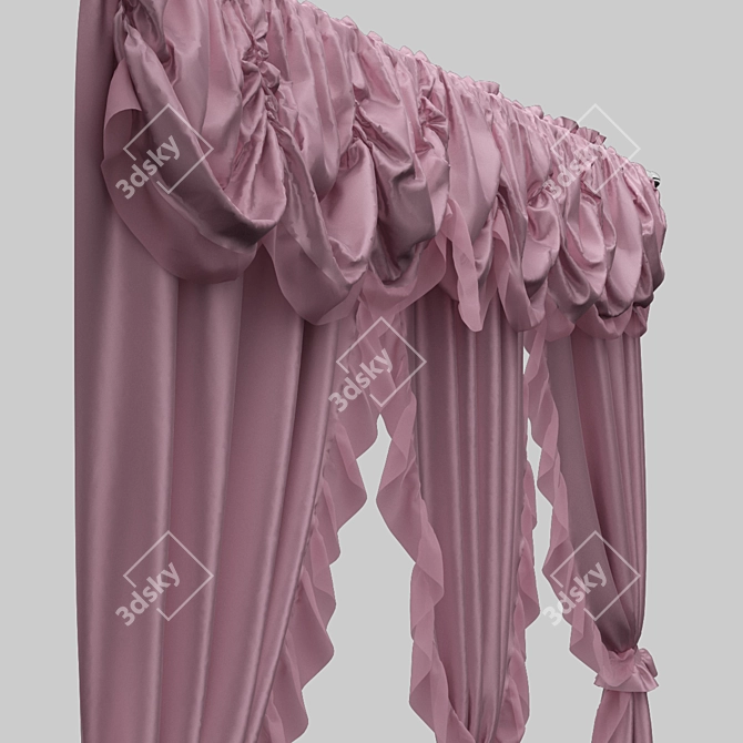 Title: Quick-Fit Lightweight Curtains 3D model image 2