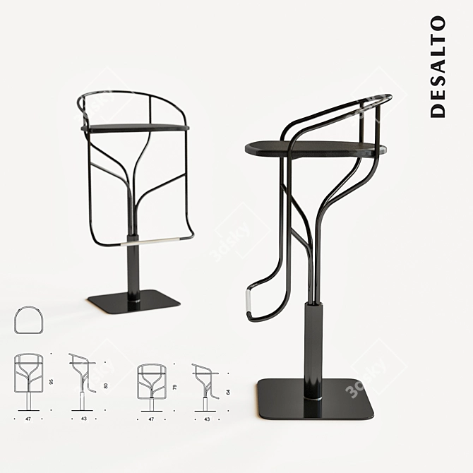 Ike Bar Stool: Sleek Design, Desalto Collection 3D model image 1