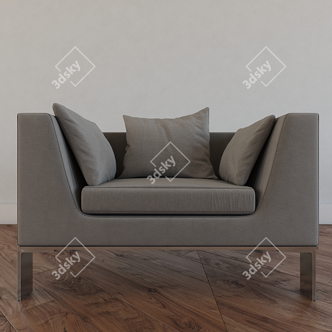 Sleek White Sofa: Simple & Modern 3D model image 1