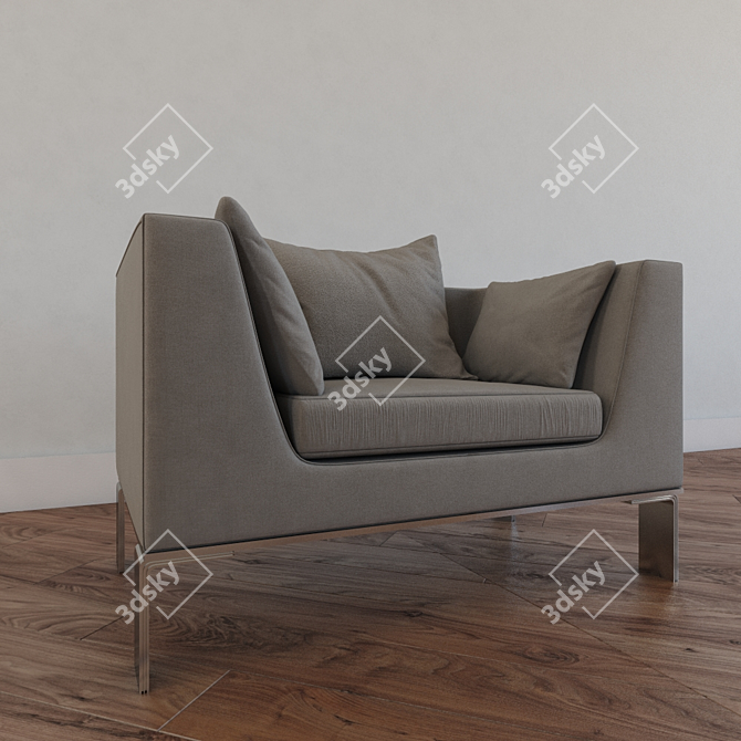 Sleek White Sofa: Simple & Modern 3D model image 2