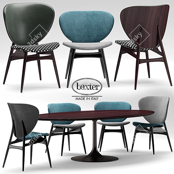 Baxter Table & Chairs Set 3D model image 1