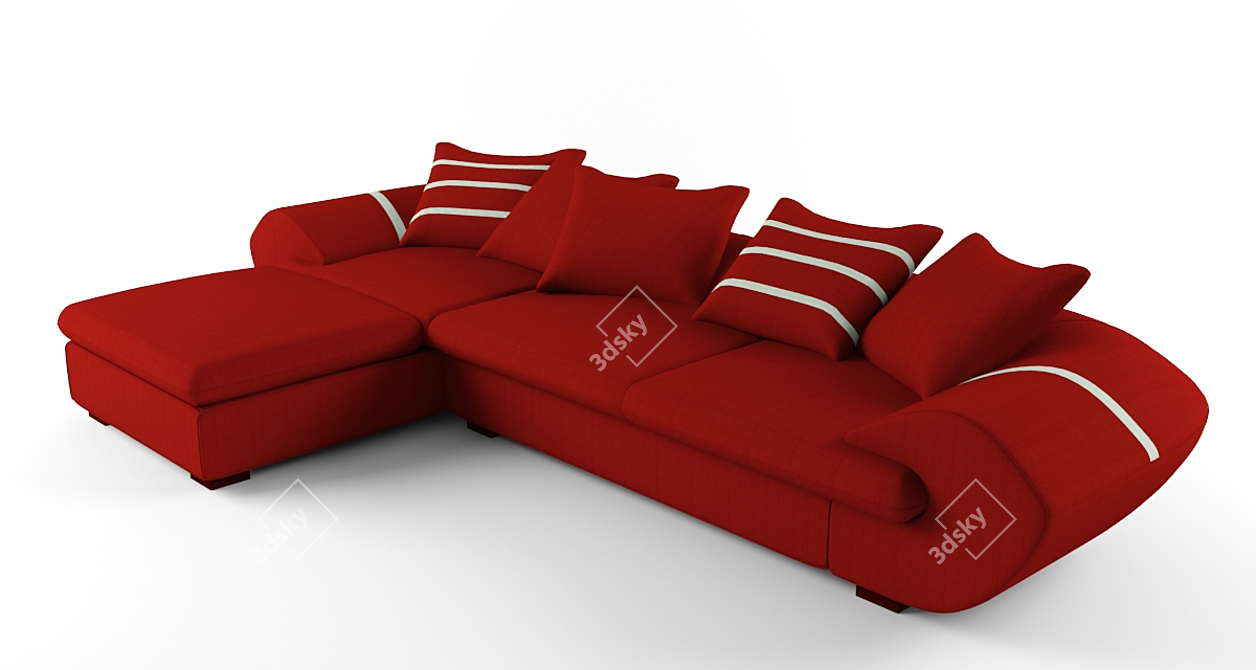 Red Modern Sectional Sofa 3D model image 2