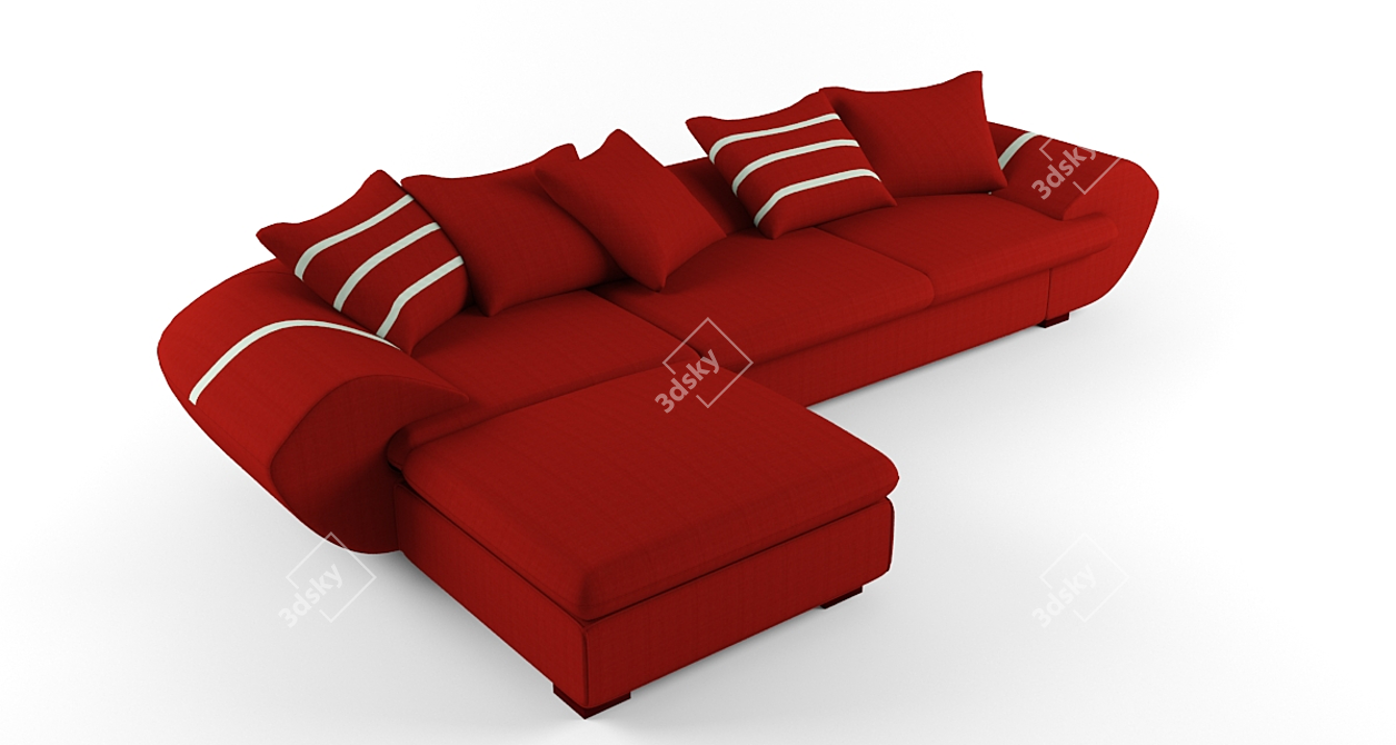 Red Modern Sectional Sofa 3D model image 3