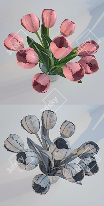 Elegant Tulips in a Vase 3D model image 2