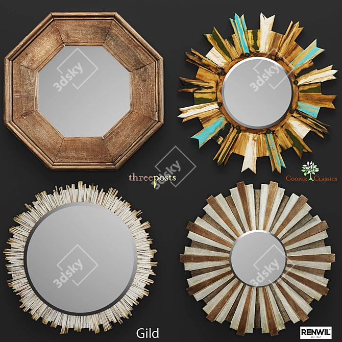 Reflective Elegance: Set of Stunning Mirrors 3D model image 1