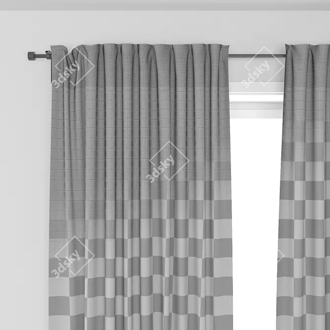 IKEA AINA Curtain Set with Rod 3D model image 3