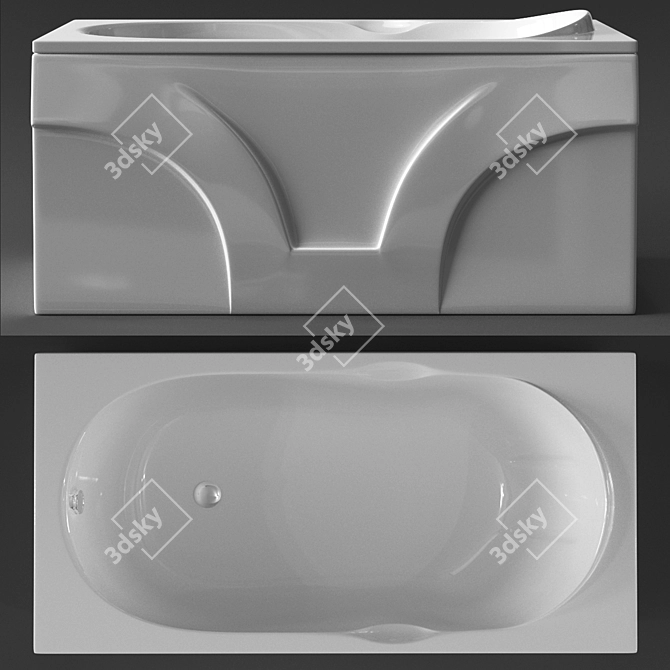 Elegant Bach Acrylic Bathtub 3D model image 2