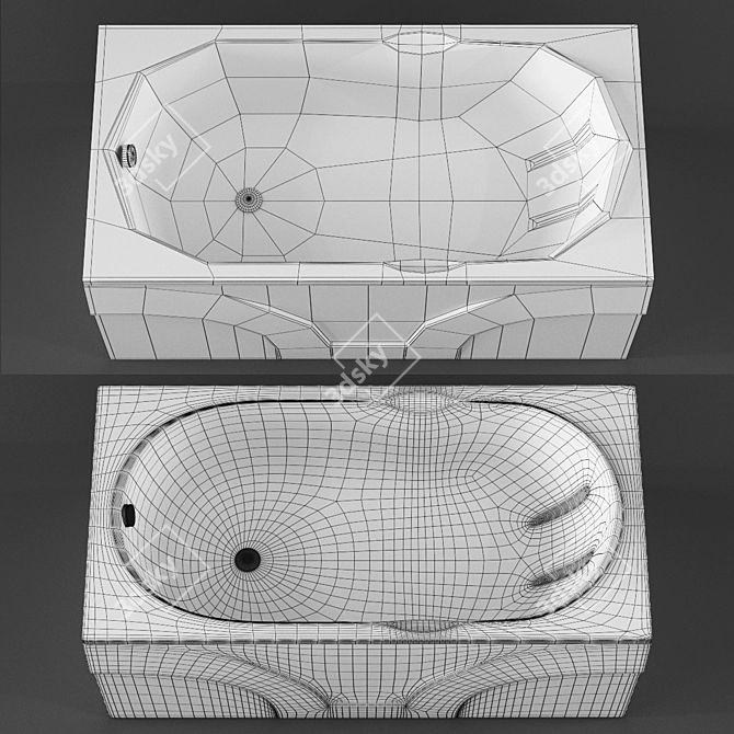 Elegant Bach Acrylic Bathtub 3D model image 3