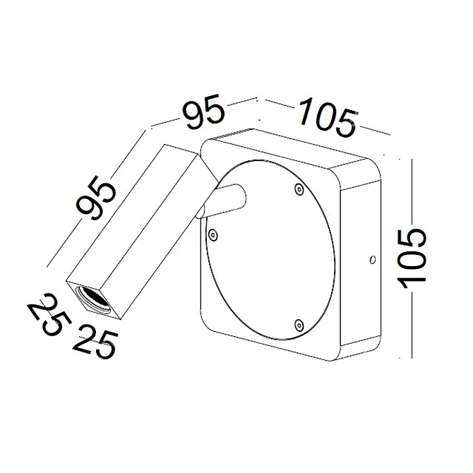 Sleek Black Wall Mount Reading Lamp 3D model image 2