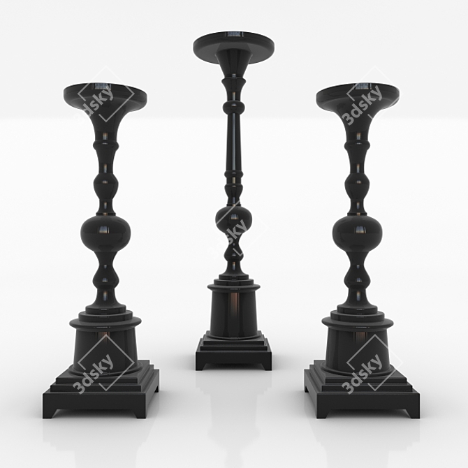 Elegant Set of 3 Candlestands 3D model image 1