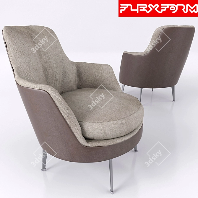 Flexform Guscio Soft: Elegant and Versatile Armchair 3D model image 2