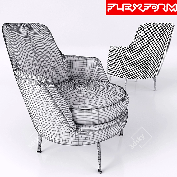 Flexform Guscio Soft: Elegant and Versatile Armchair 3D model image 3