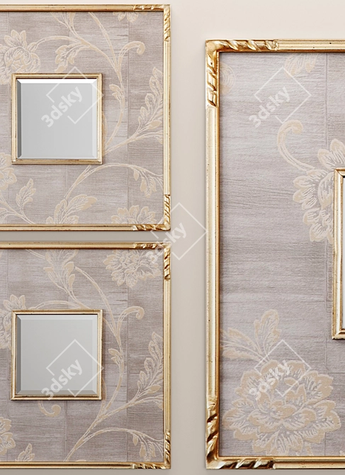 Elegant Evelyn Square Mirror 3D model image 2