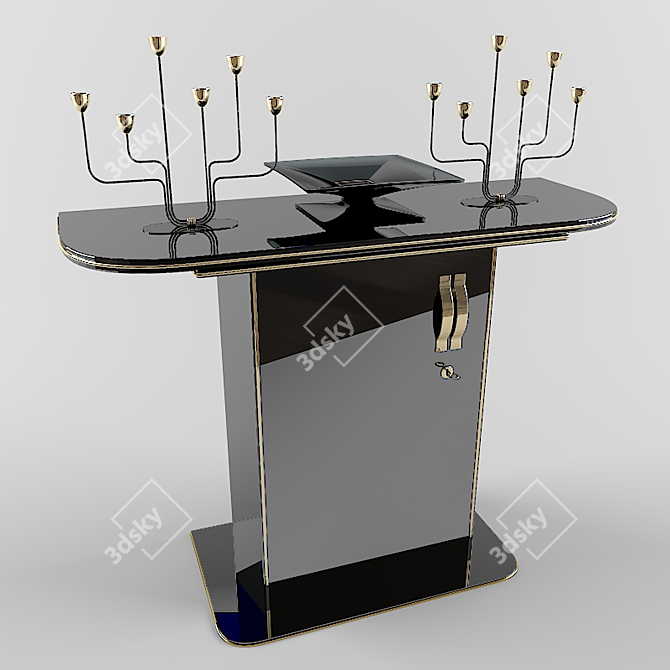 Black & Gold Console Set: Elegant Decor 3D model image 1