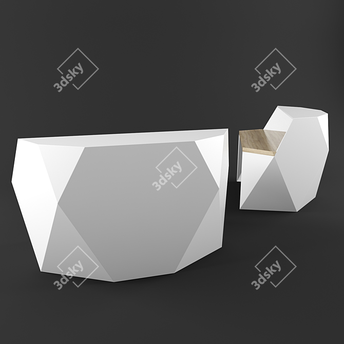 Hex Diamond Reception Desk 3D model image 2