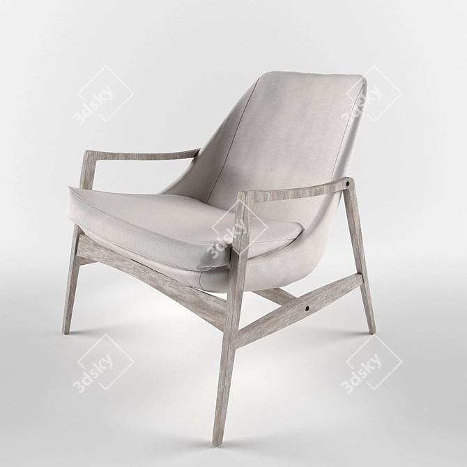  Modern Wooden Armchair 3D model image 1