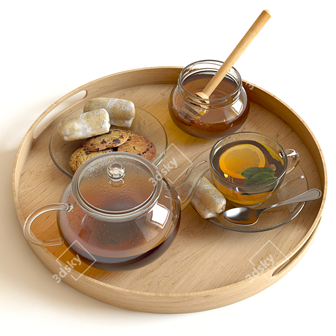 Delicious Tea and Honey Set 3D model image 1