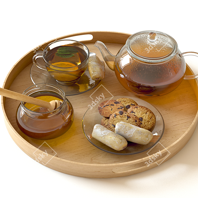 Delicious Tea and Honey Set 3D model image 3