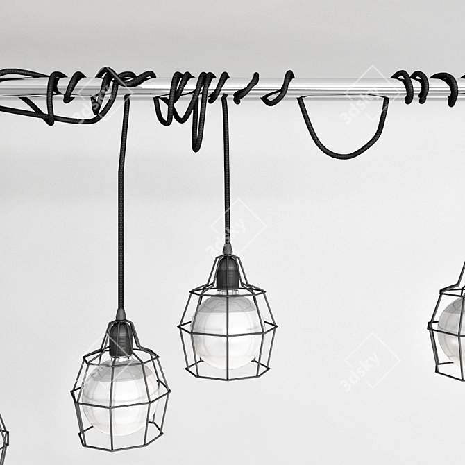 Caged Bar Pendant Set 3D model image 2