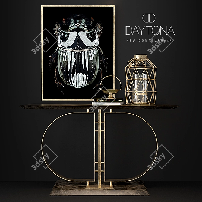 Elegant Embellished Beetle Console 3D model image 1