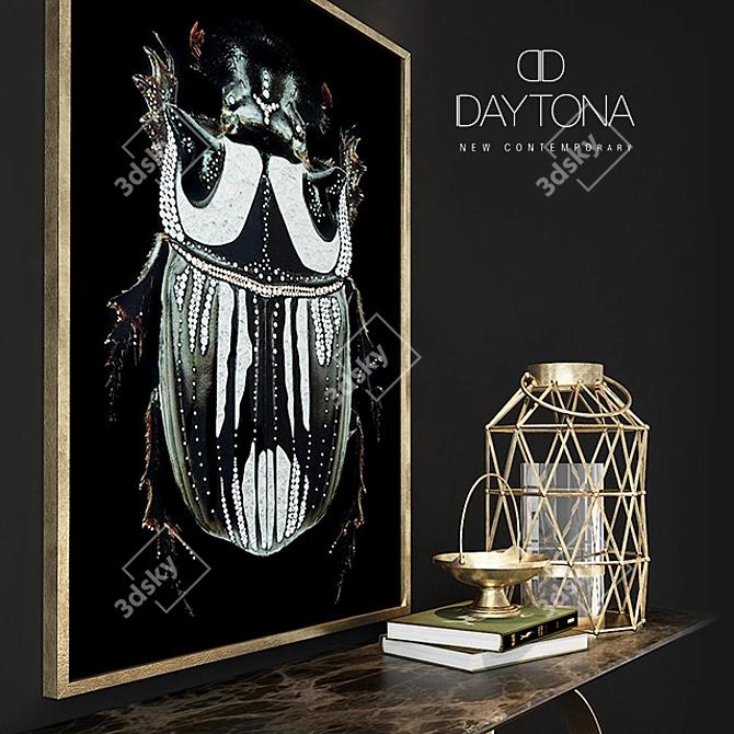 Elegant Embellished Beetle Console 3D model image 2