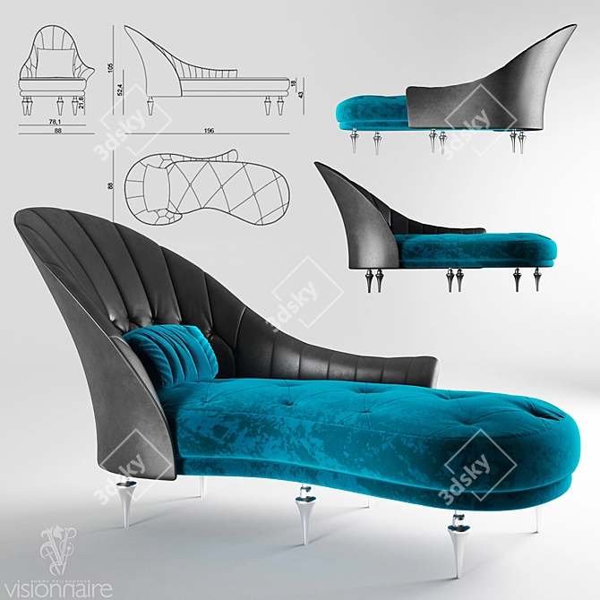 Elegant Chaise Ottoman by Visionnaire 3D model image 1