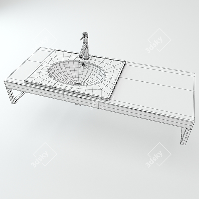 Wooden Plate Washbasin 3D model image 3