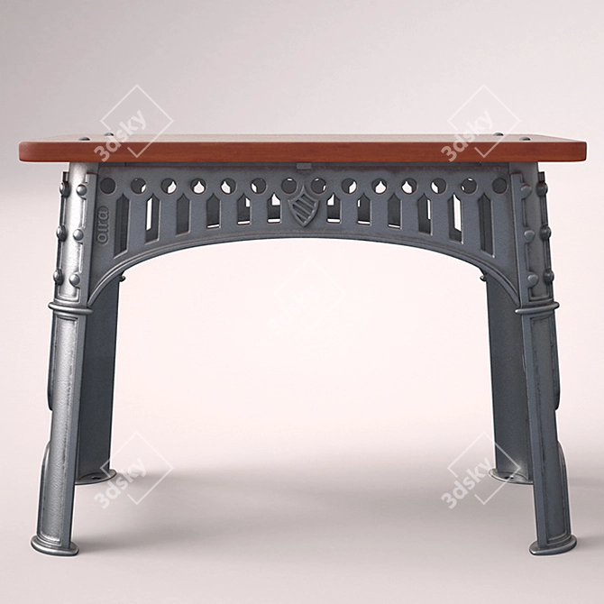 Vintage Industrial Factory Table 3D model image 2