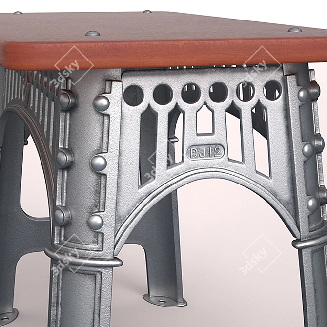 Vintage Industrial Factory Table 3D model image 3