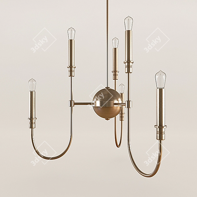 Modern Brass Chandelier 3D model image 1