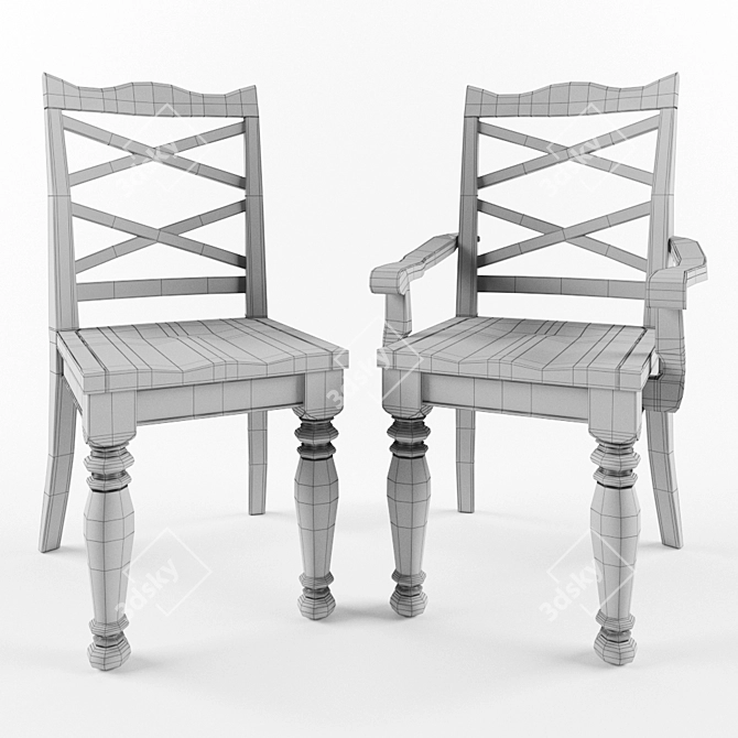 Elegant Porter Dining Chair 3D model image 3