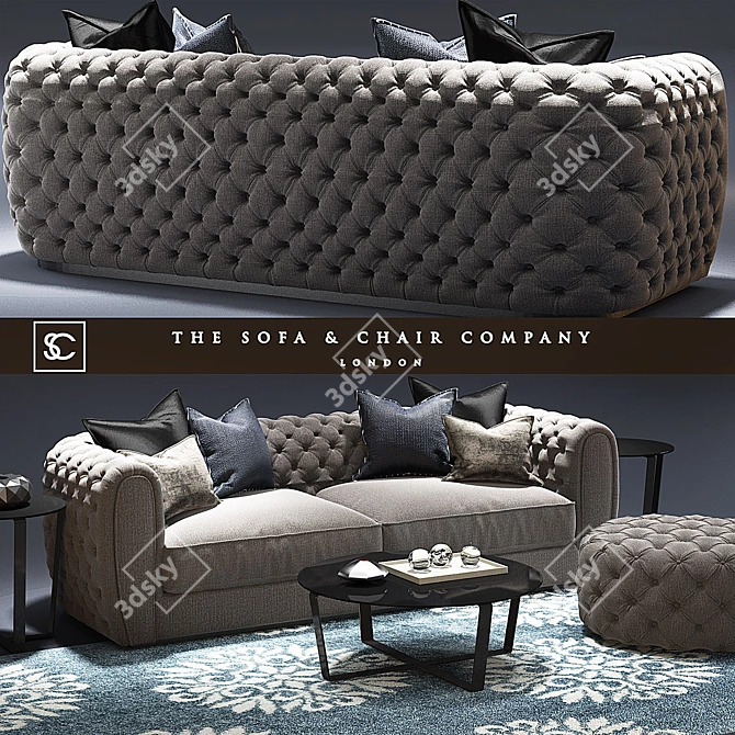 Windsor Tufted Sofa & Cromwell Table 3D model image 1