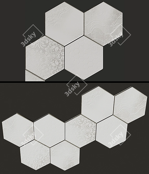 Embossed Matte Ceramic Wall Tile 3D model image 3