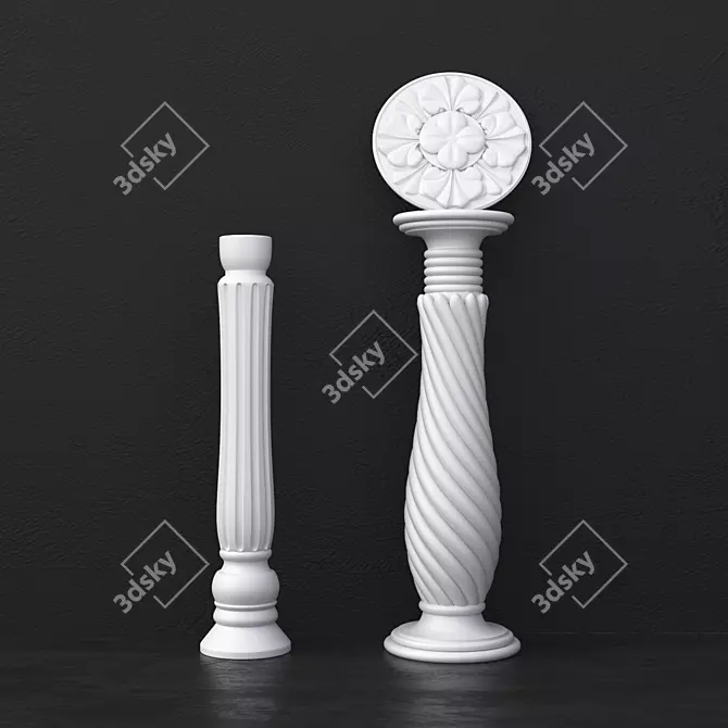 2 Balusters & Socket Set 3D model image 1