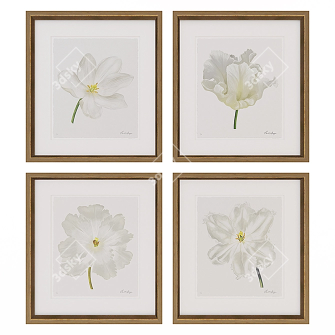 Elegant Watercolour Tulip Art 3D model image 1