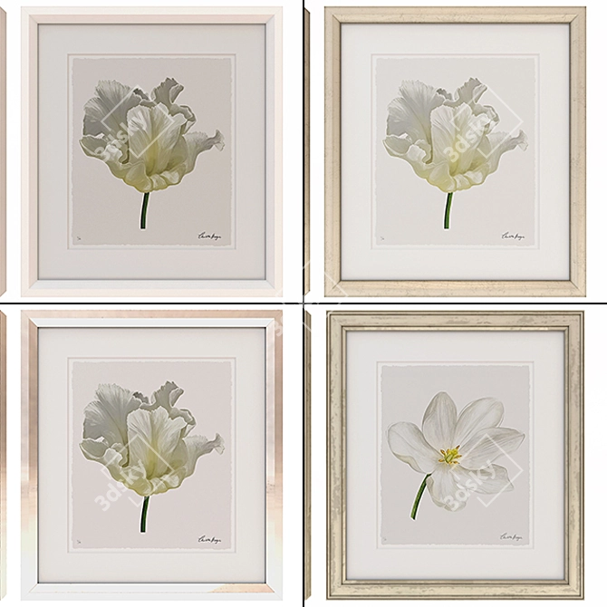 Elegant Watercolour Tulip Art 3D model image 2