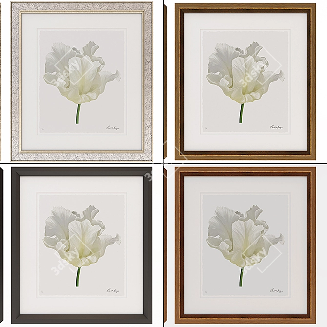 Elegant Watercolour Tulip Art 3D model image 3