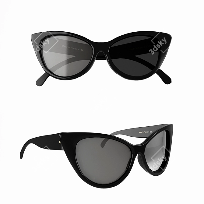 Chic Chanel Cat Eye Sunnies 3D model image 1