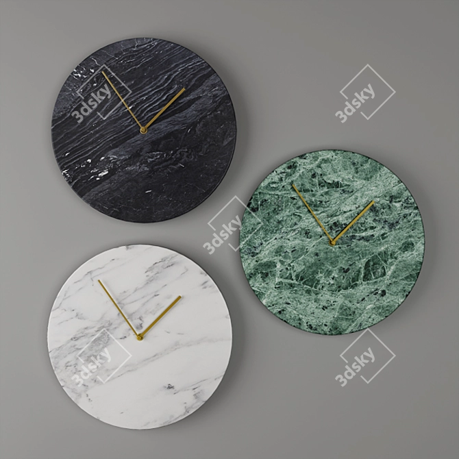 Elegant Marble Wall Clock 3D model image 1