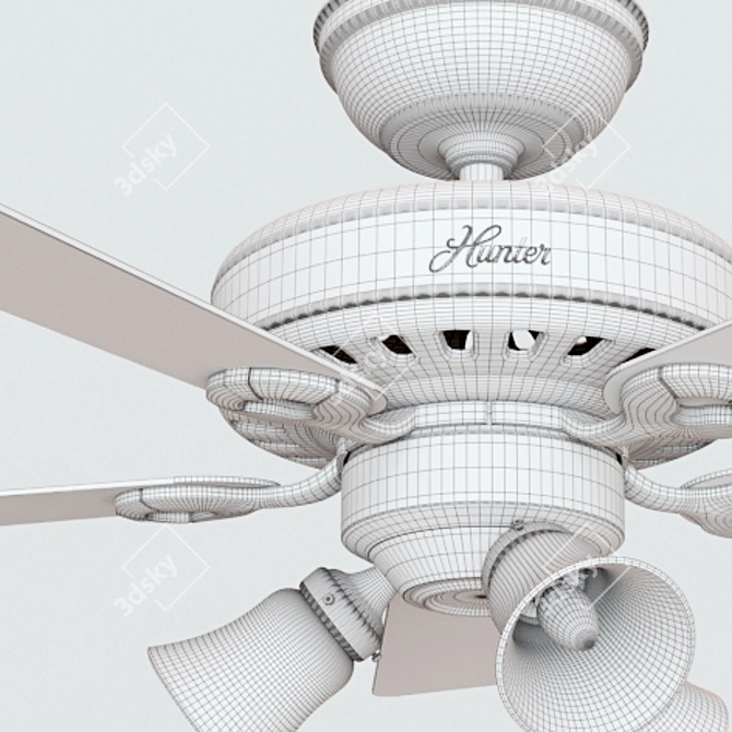44" Hunter Ceiling Fan - Modern Design 3D model image 2