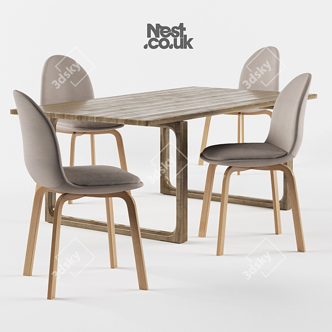 Fritz Hansen Sammen Chair & Table Set 3D model image 1