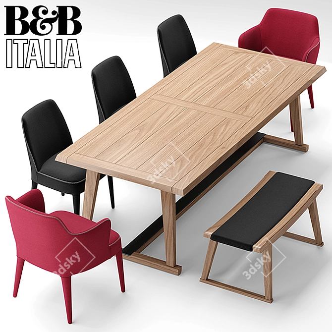 Luxurious Dining Set: Maxalto FEBO, RECIPIO, SELLA 3D model image 1