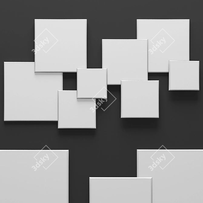 Modern Square Wall Art Set 3D model image 3